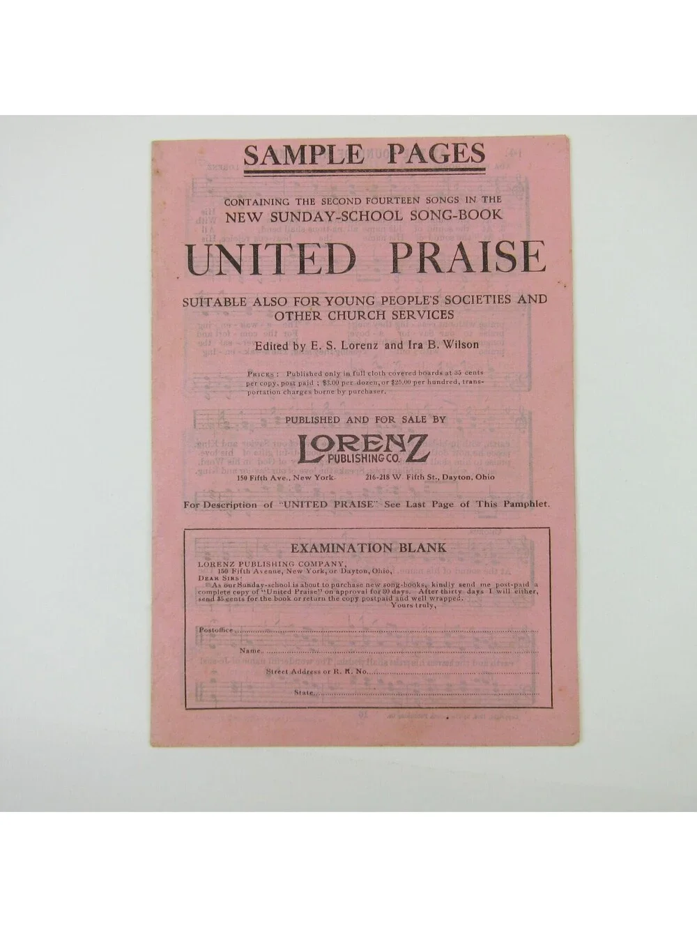 Sheet Music Sunday School Songs Lorenz Publishing Co Dayton Ohio Antique 1908